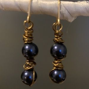 Spirit Woods Designs  Swarovski pearls, brass & gold filled earrings